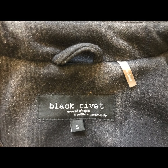 Black Rivet, Black/Gray Lined Long Sleeve Wool Coat, size Small - Picture 4 of 5
